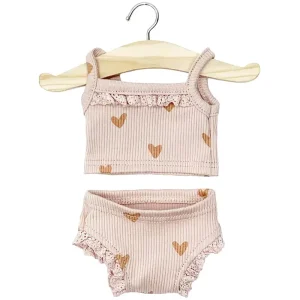 Lace Trim Girl's Underwear Set (34cm Doll) in Little Pink Hearts by Minikane