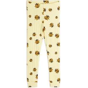 Ladybugs AOP Leggings in Yellow by Mini Rodini