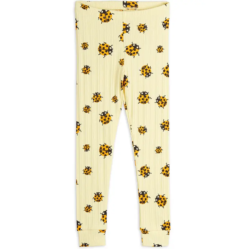 Ladybugs AOP Leggings in Yellow by Mini Rodini