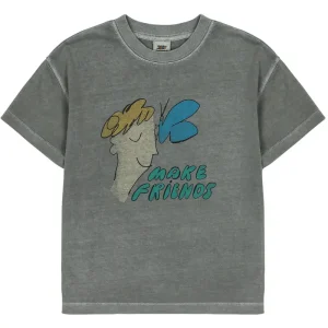 Make Friends T-Shirt in Grey by Jelly Mallow - Last One In Stock - 4-5 Years