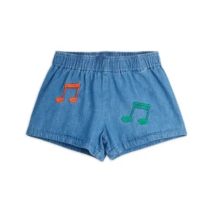 Note Embroidered Lightweight Denim Shorts by Mini Rodini