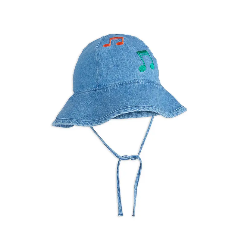 Note Embroidered Sun Hat by Mini Rodini - Last One In Stock - 52/54 (3-9 Years)