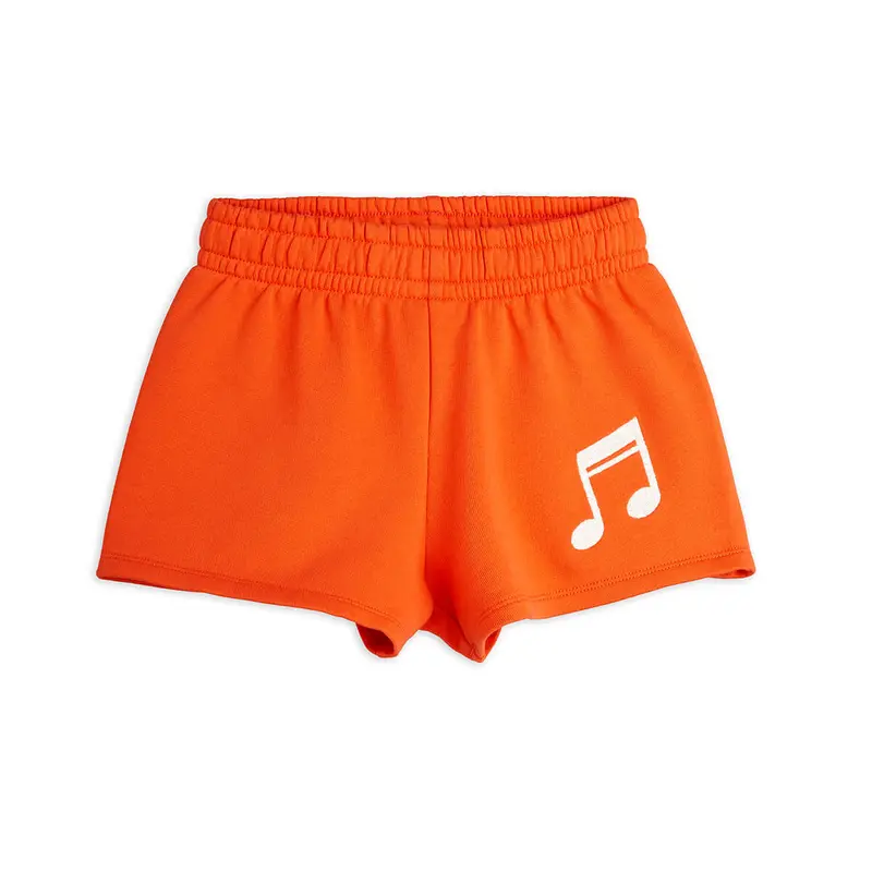 Note Embroidered Sweatshorts in Red by Mini Rodini - Last One In Stock - 80/86 (12-18 Months)