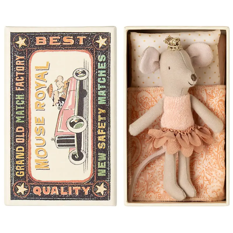 Princess Little Sister Mouse in a Matchbox in Peach by Maileg