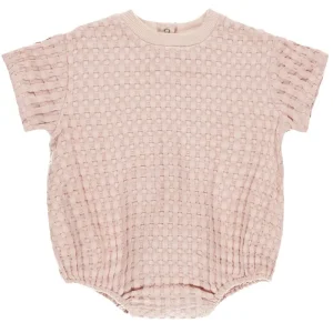 Relaxed Short Sleeve Bubble Romper in Bubblegum by Quincy Mae