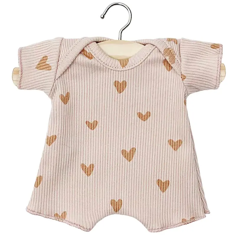 Shorty Doll Romper (28cm Doll) in Little Pink Hearts by Minikane