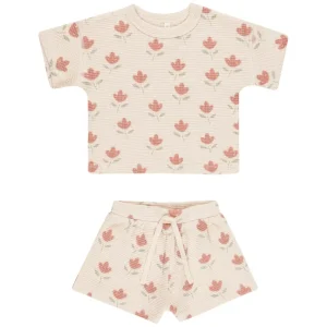Waffle Tee And Short Set in Tulips by Quincy Mae