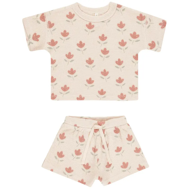 Waffle Tee And Short Set in Tulips by Quincy Mae