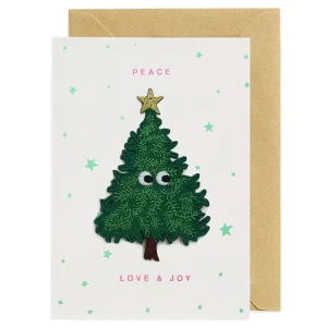Christmas Tree Iron On Patch Christmas Card by Petra Boase