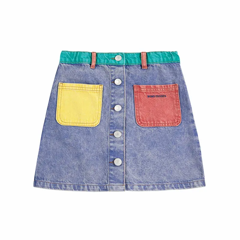 Colour Block Denim Skirt by Bobo Choses