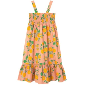 Flowers Woven Dress in Papaya by Tinycottons