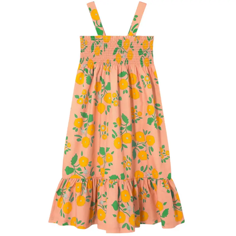 Flowers Woven Dress in Papaya by Tinycottons