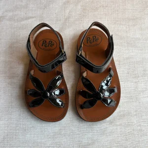 Giulia Flower Sandals in Black Patent by PP