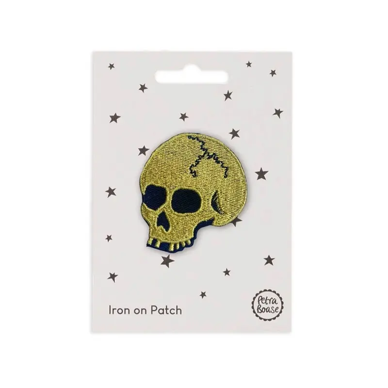 Gold Skull Iron On Patch by Petra Boase