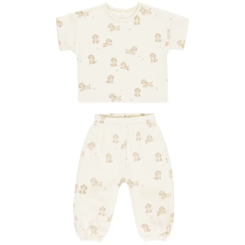 Jersey Tee + Pant Set in Puppies by Quincy Mae
