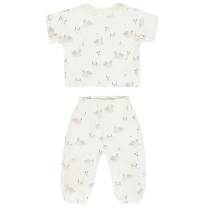 Jersey Tee + Pant Set in Swans by Quincy Mae