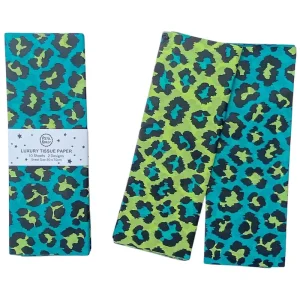 Leopard Luxury Tissue Paper (Pack of 10 Sheets) in Jade / Apple by Petra Boase