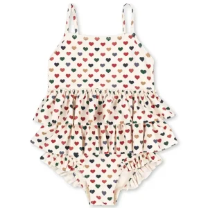 Manuca Frill Swimsuit in Coeur Color by Konges Sljd - Last Ones In Stock - 3-6 Years
