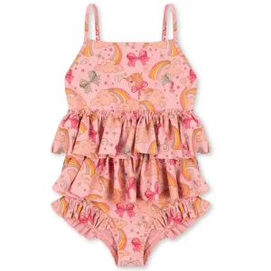 Manuca Frill Swimsuit in Rainbow Bow by Konges Sljd - Last Ones In Stock - 2-4 Years