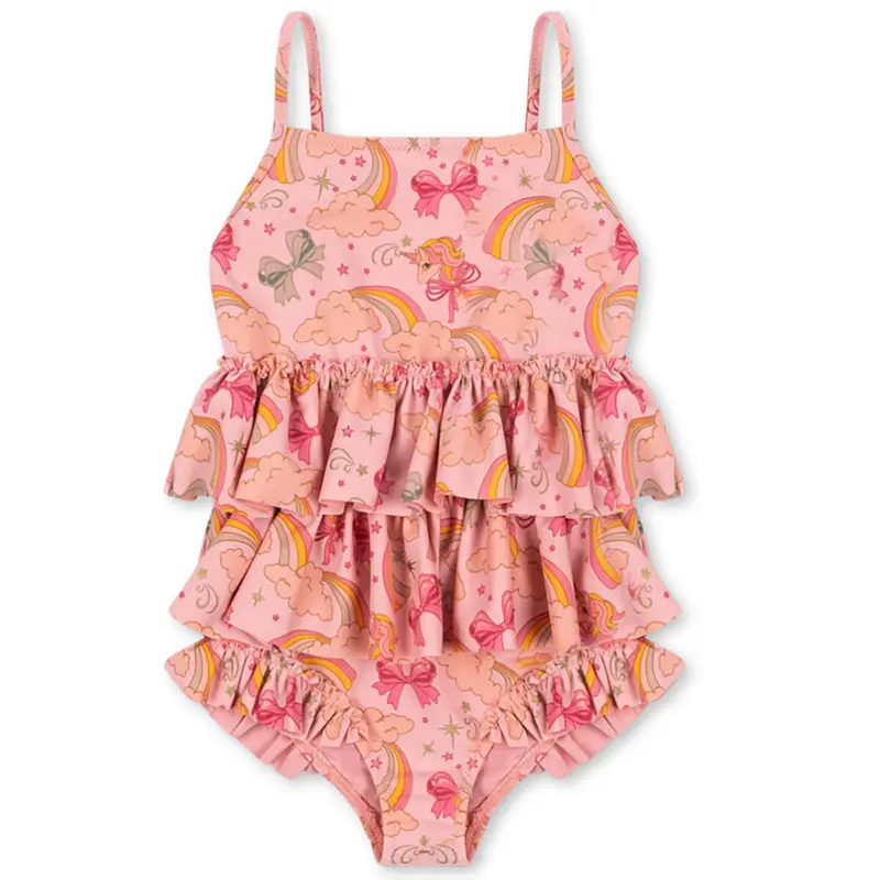 Manuca Frill Swimsuit in Rainbow Bow by Konges Sljd - Last Ones In Stock - 2-4 Years