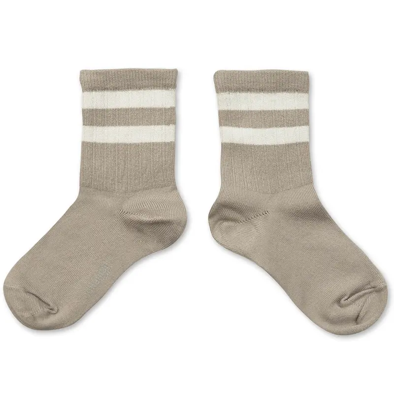 Nico Ribbed Varsity Crew Socks in Gris Perle by Collegien