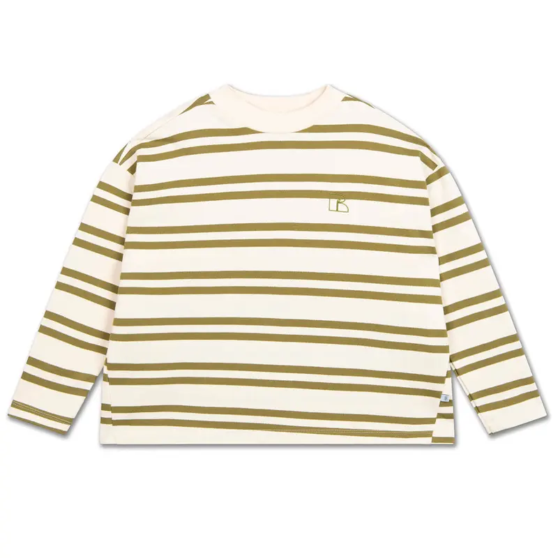 Oversized Boxy Sweater in Green Moss Stripe by Repose AMS