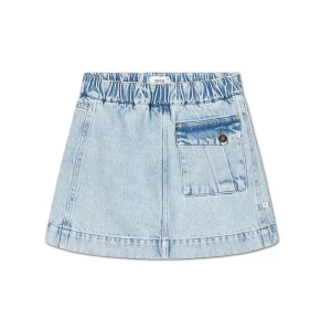 Pocket Skirt in Light Blue Denim by Repose AMS