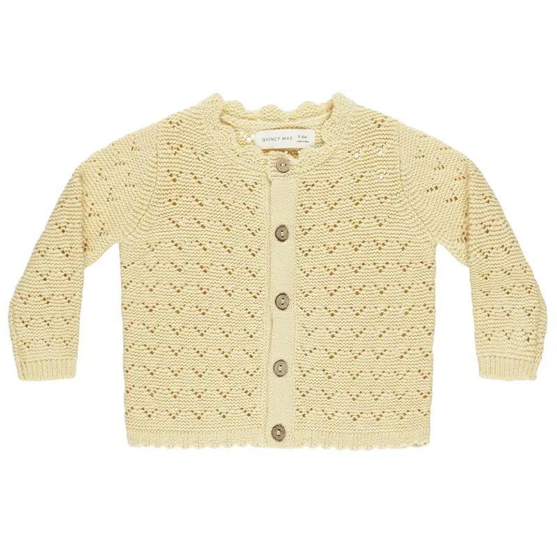 Scalloped Cardigan in Yellow by Quincy Mae