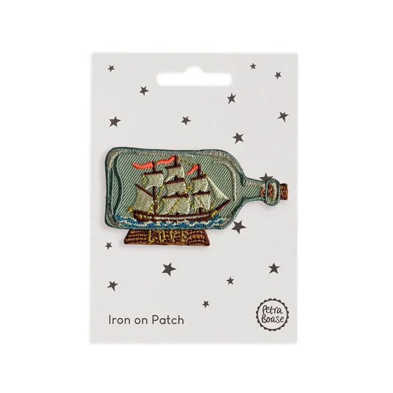 Ship In A Bottle Iron On Patch by Petra Boase