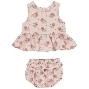 Sleeveless Peplum Set in Vintage Floral by Quincy Mae