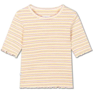 Slim Tee in Fine Buff Orchid Stripe by Repose AMS