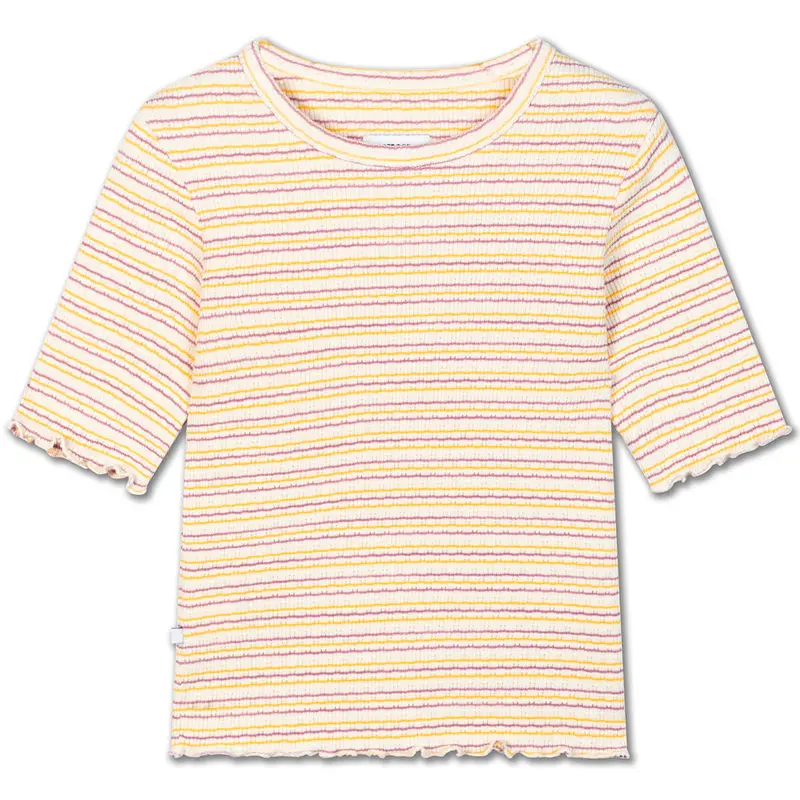 Slim Tee in Fine Buff Orchid Stripe by Repose AMS