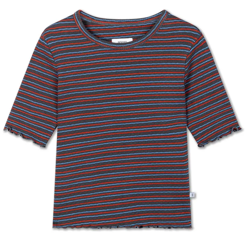 Slim Tee in Fine Grey Fiesta Stripe by Repose AMS