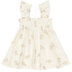 Smocked Jersey Dress in Puppies by Quincy Mae