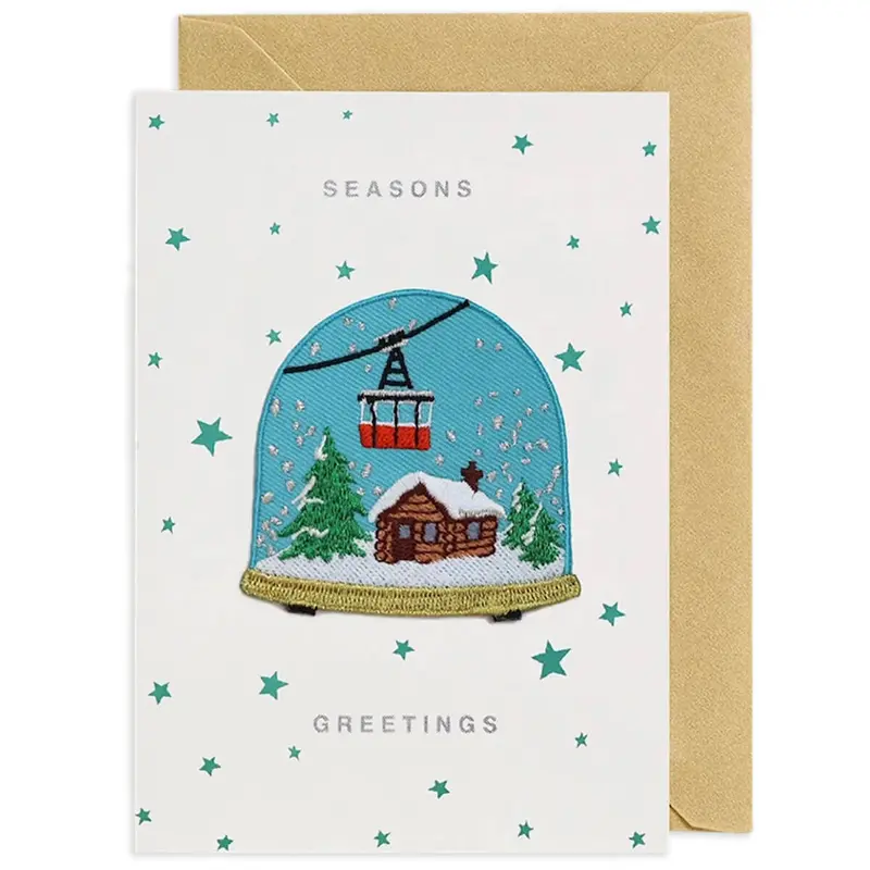 Snow Dome Iron On Patch Christmas Card by Petra Boase
