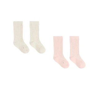 Socks Set in Bubblegum / Ivory by Quincy Mae