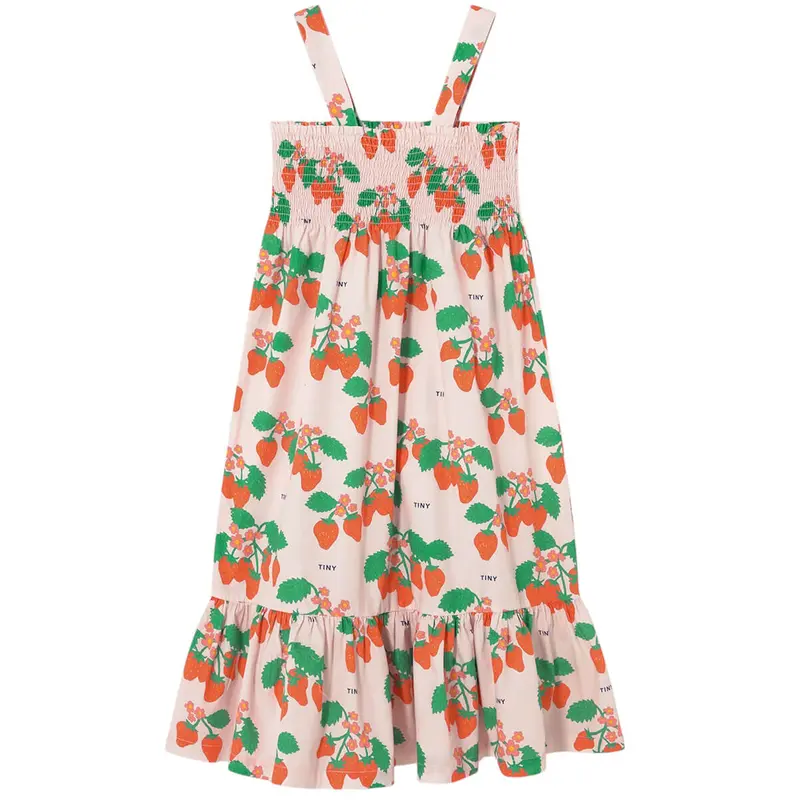 Strawberries Woven Dress in Pastel Pink by Tinycottons - Last Ones In Stock - 8-12 Years