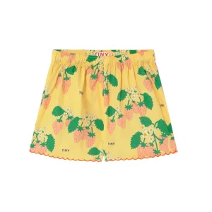 Strawberries Woven Short in Mellow Yellow by Tinycottons - Last One In Stock - 4 Years