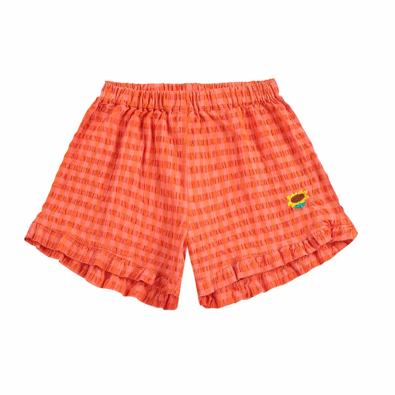 Vichy Ruffle Woven Shorts by Bobo Choses