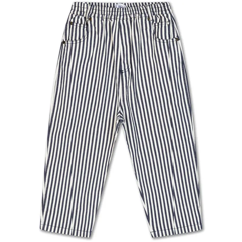 Wide Pant in Navy Eggshell Stripe by Repose AMS