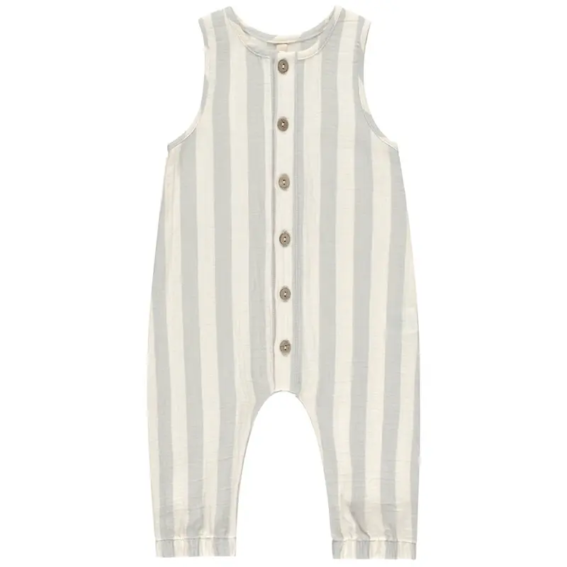 Woven Jumpsuit in Sky Stripe by Quincy Mae - Last Ones In Stock - 3-12 Months