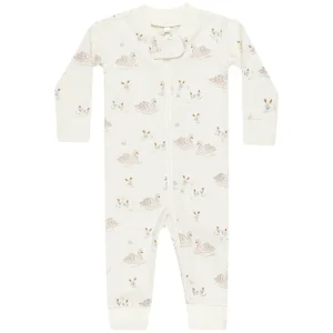 Zip Long Sleeve Sleeper in Swans by Quincy Mae