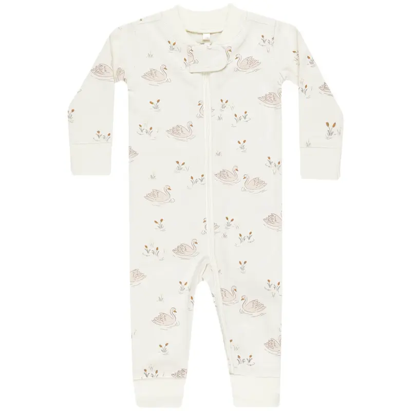Zip Long Sleeve Sleeper in Swans by Quincy Mae