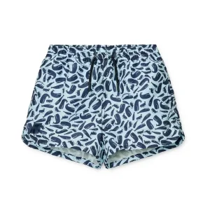 Aiden Printed Board Shorts in Ocean Blue / Sky by Liewood