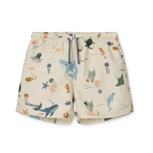 Aiden Printed Board Shorts in Sea Creature / Sandy by Liewood - Last Ones In Stock - 6-10 Years