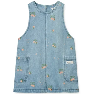 Angelica Denim Dress in Peach / Light Blue Denim by Liewood