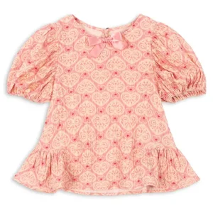 Ava Short Sleeved Blouse in Lacy Pink by Konges Sljd