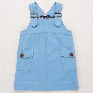 Buckle Jumper Dress in Baby Blue by Misha & Puff