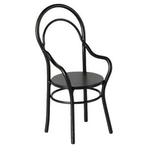 Dining Chair with Armrest in Black by Maileg