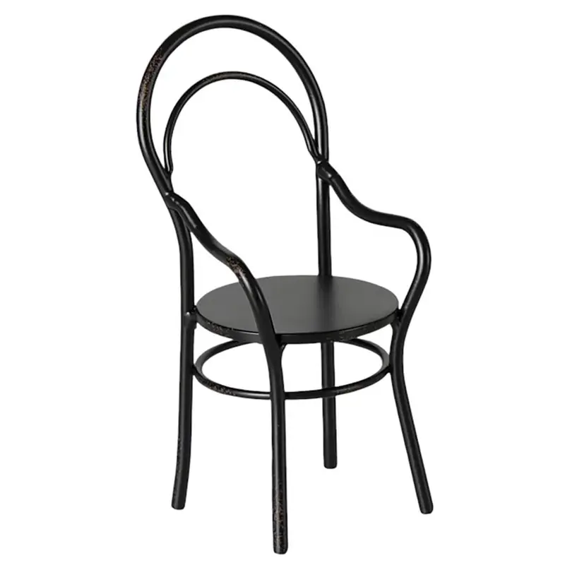 Dining Chair with Armrest in Black by Maileg